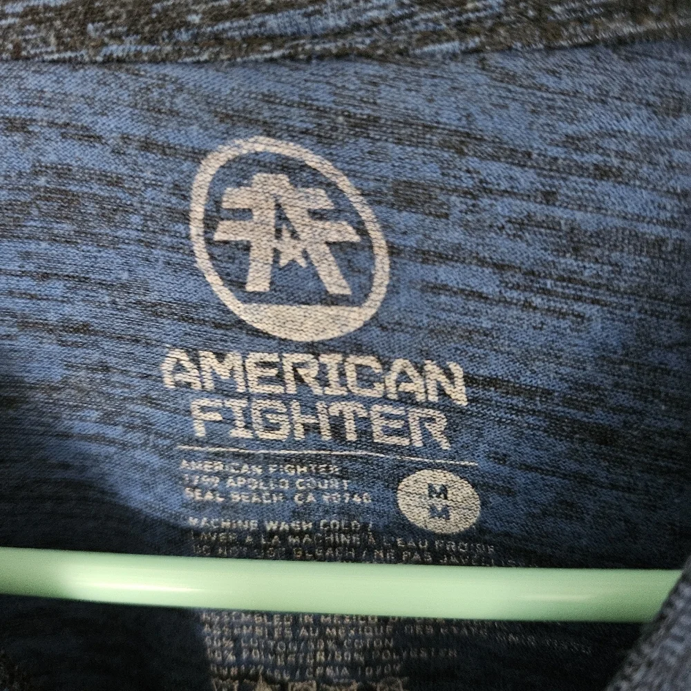 American Fighter Youth Boys Medium Blue Black Graphic T-Shirt Short Sleeve Tee